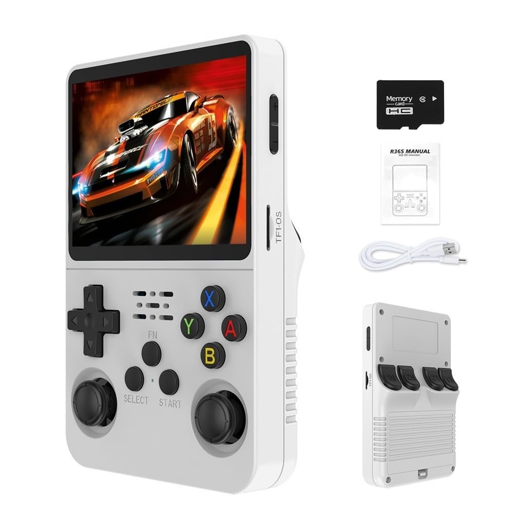 Retro gaming handheld being used portably while traveling