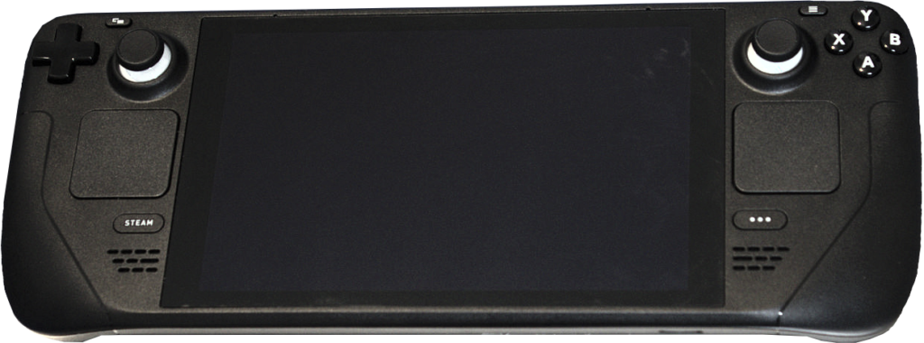 Valve Steam Deck OLED handheld running SteamOS, front view